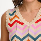Chaleco Sugarhill Rosy Cream Rainbow Chevron Stripes