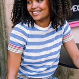 Suéter SUGARHILL Arden Blue Off-White Rainbow Tipping