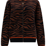 Chaqueta de punto SUGARHILL Solana Brown Black Tiger — vista frontal del producto