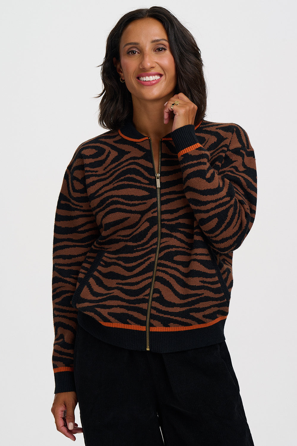 Chaqueta de punto SUGARHILL Solana Brown Black Tiger — vista 2