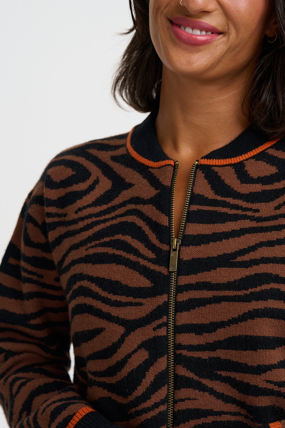 Chaqueta de punto SUGARHILL Solana Brown Black Tiger — vista 3