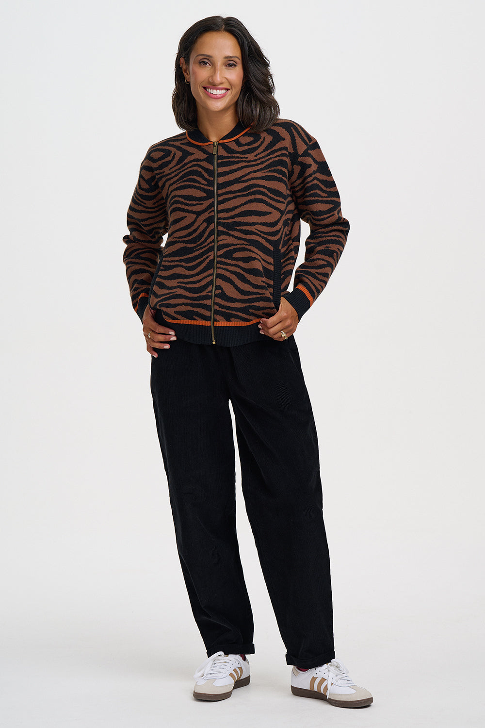 Chaqueta de punto SUGARHILL Solana Brown Black Tiger — vista 5