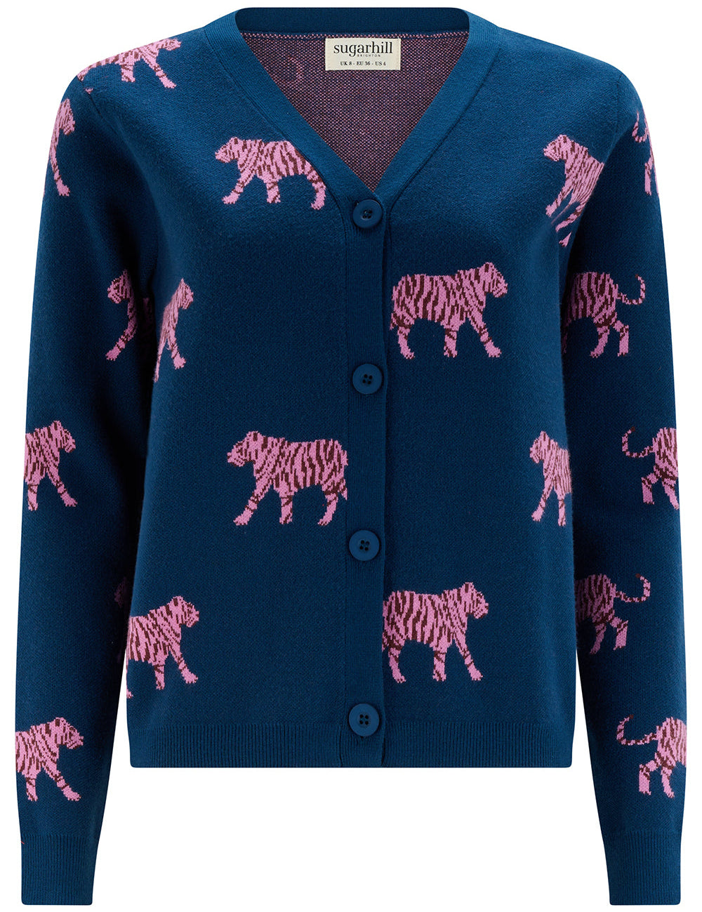 Cárdigan SUGARHILL Jennifer Teal Tiger — vista frontal del producto