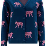 Cárdigan SUGARHILL Jennifer Teal Tiger — vista frontal del producto