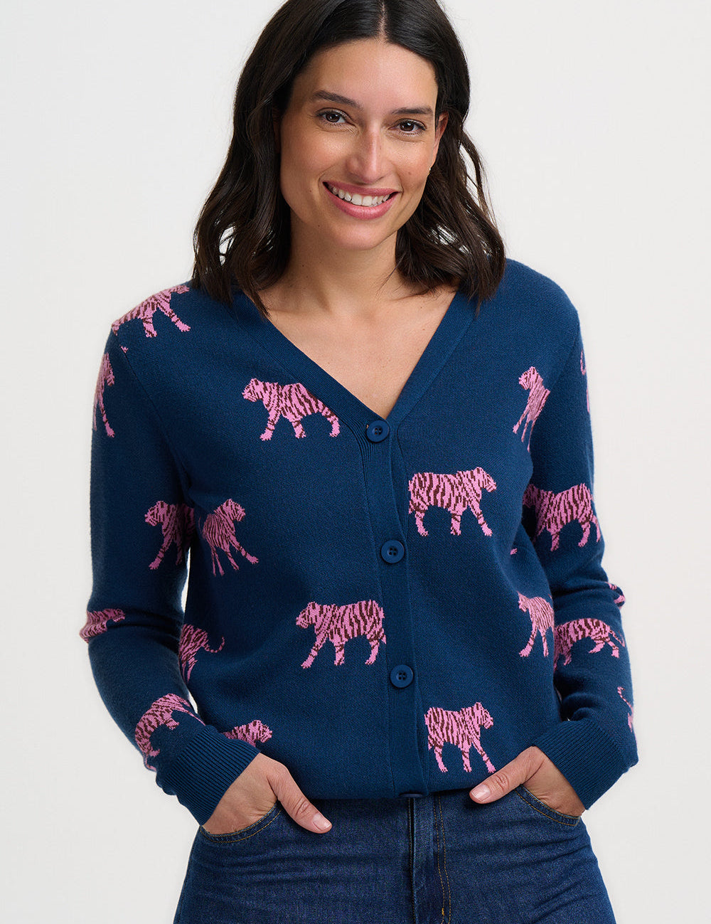 Cárdigan SUGARHILL Jennifer Teal Tiger — vista 2