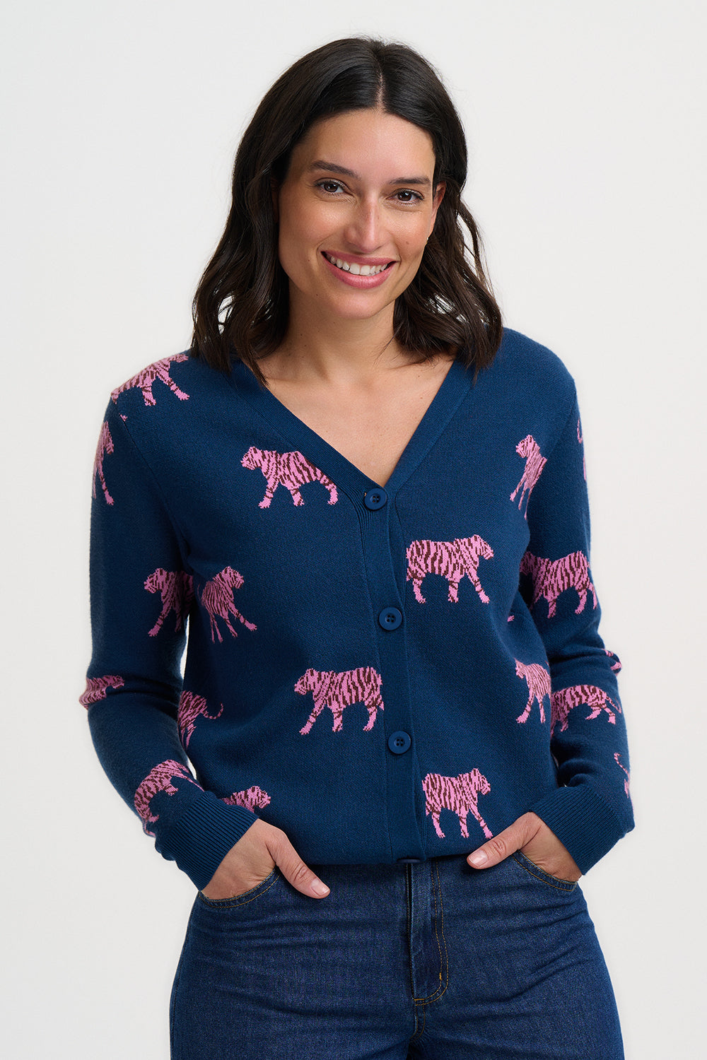 Cárdigan SUGARHILL Jennifer Teal Tiger — vista 2