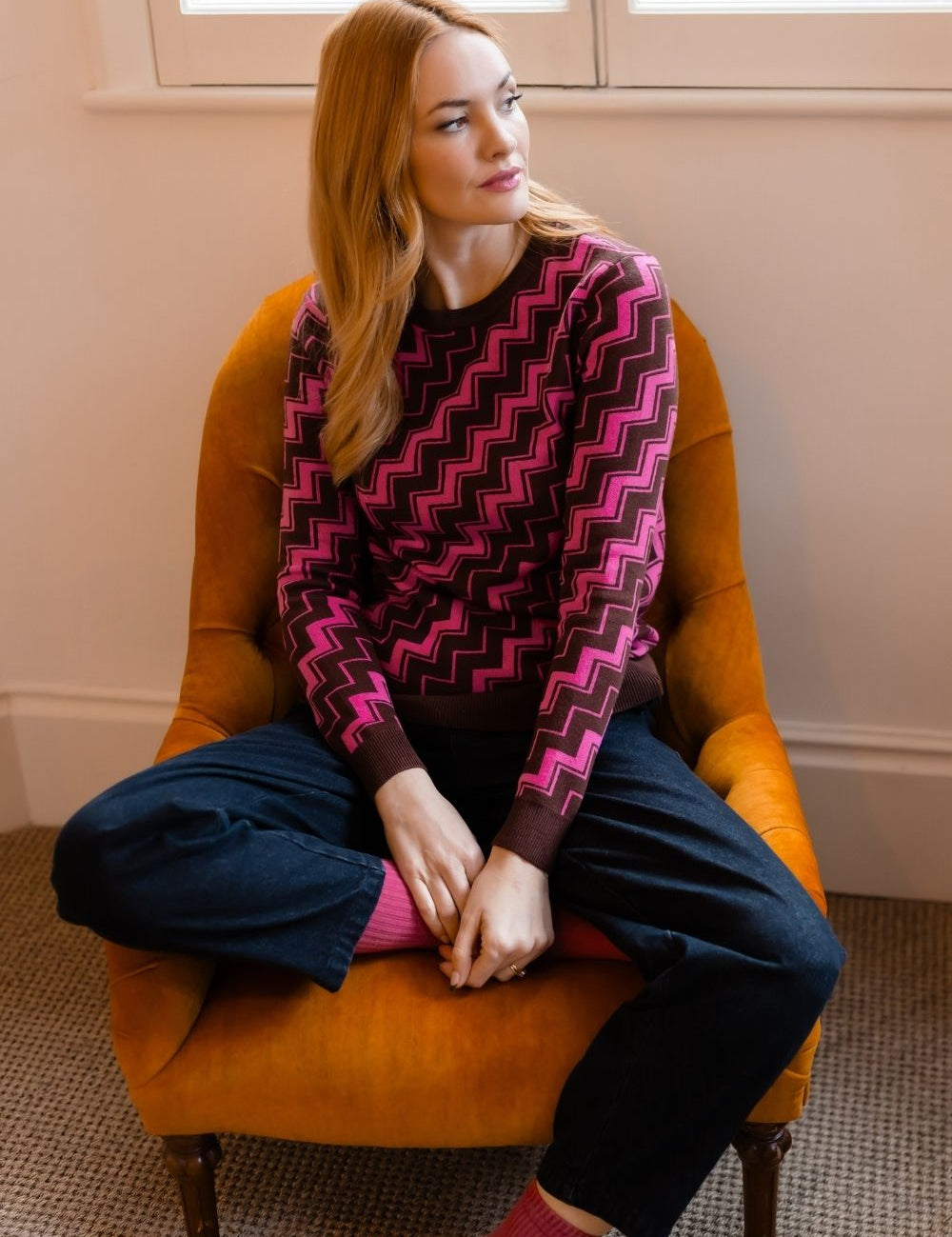 Jersey SUGARHILL Rowena Berry Diagonal Stripe — vista 2
