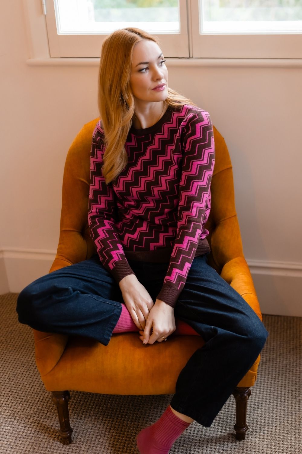 Jersey SUGARHILL Rowena Berry Diagonal Stripe — vista 2