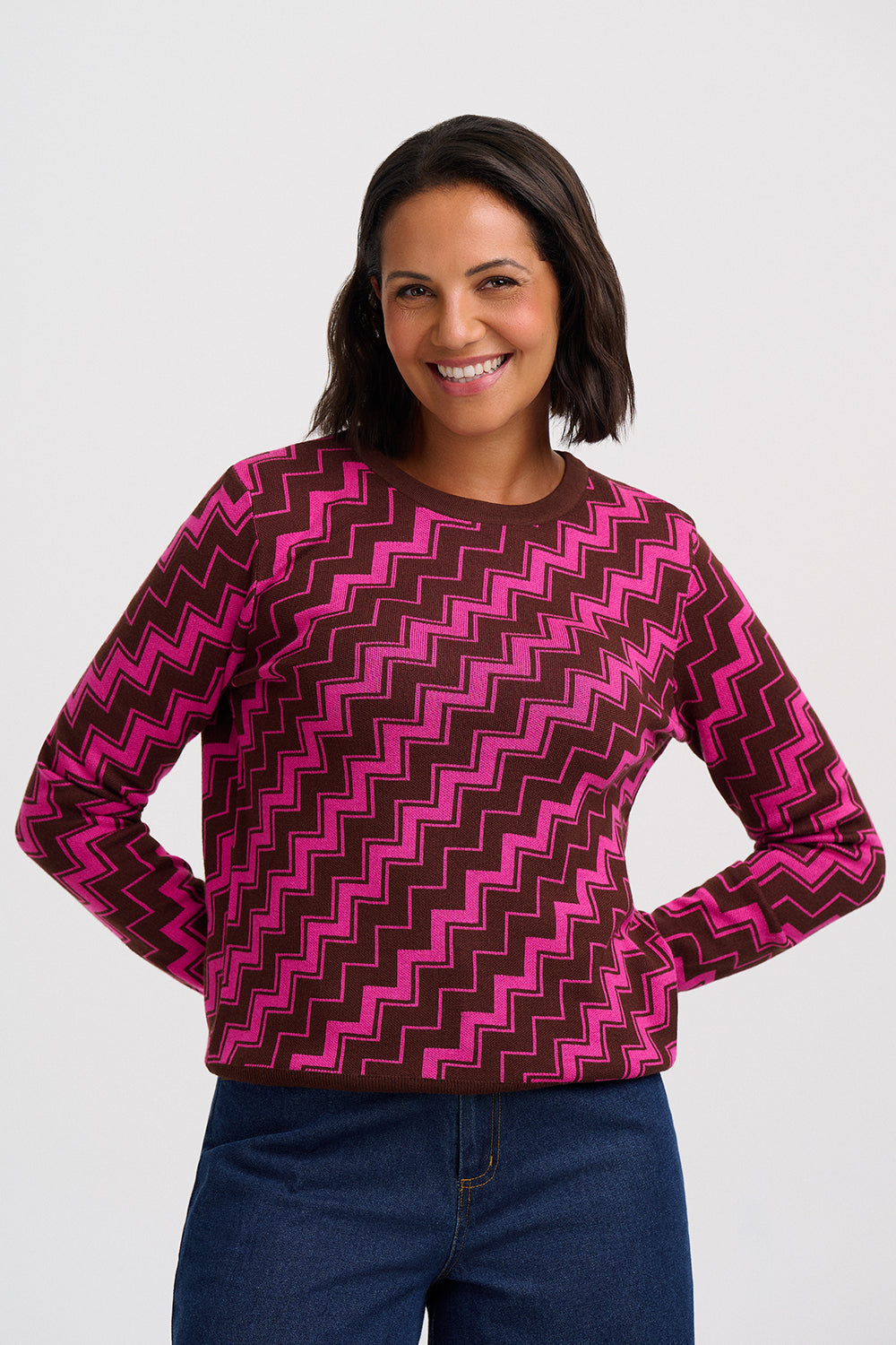 Jersey SUGARHILL Rowena Berry Diagonal Stripe — vista 3