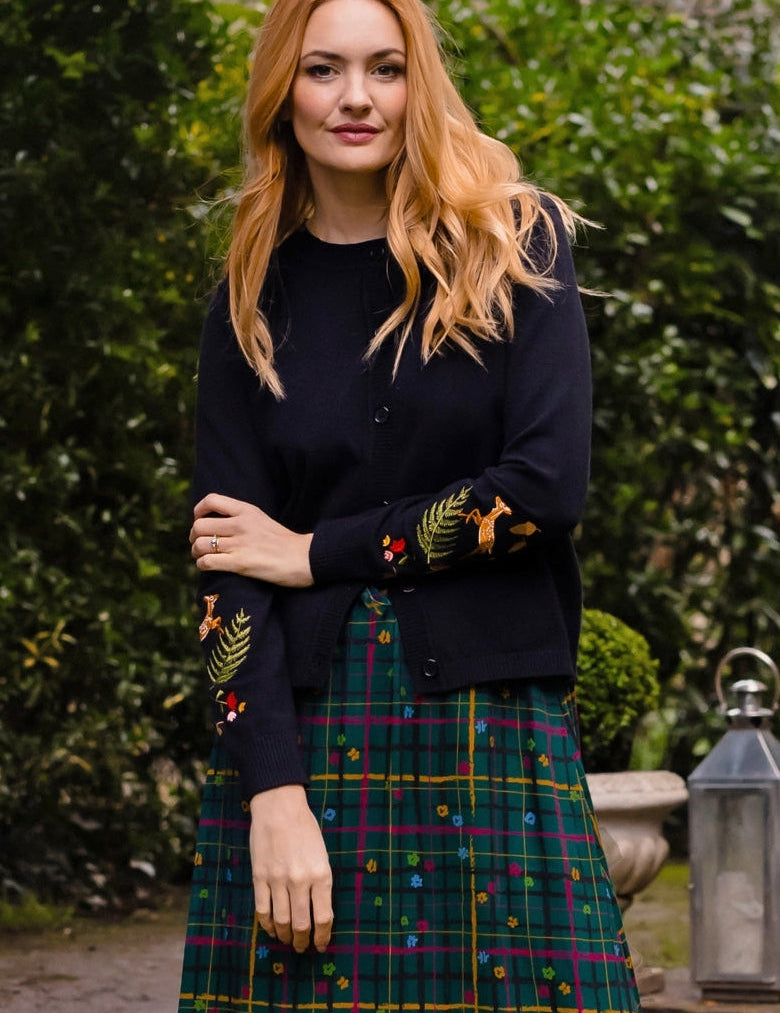 Cárdigan SUGARHILL Kamila Black Woodland Embroidery — vista 2