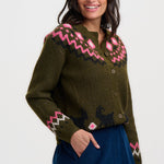 Cárdigan SUGARHILL Olana Olive Goat Fairisle — vista 3