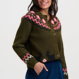 Cárdigan SUGARHILL Olana Olive Goat Fairisle — vista 3