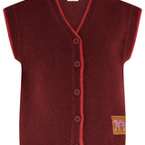 Chaleco de punto SUGARHILL Amber Burgundy Red — vista frontal del producto