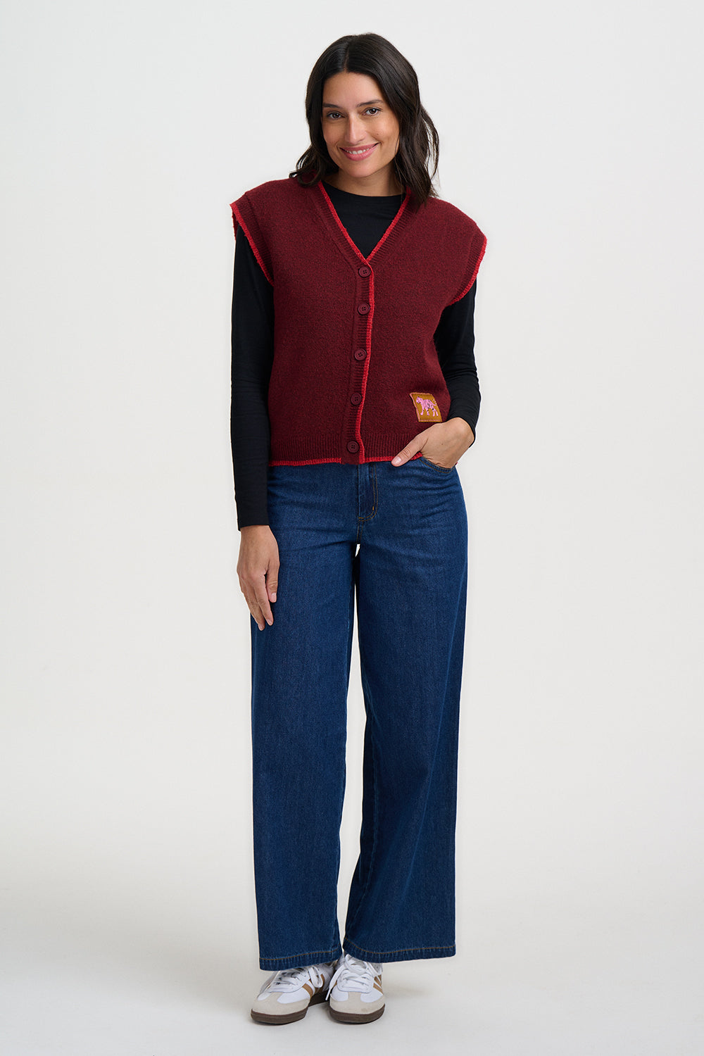 Chaleco de punto SUGARHILL Amber Burgundy Red — vista 4