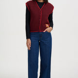 Chaleco de punto SUGARHILL Amber Burgundy Red — vista 4