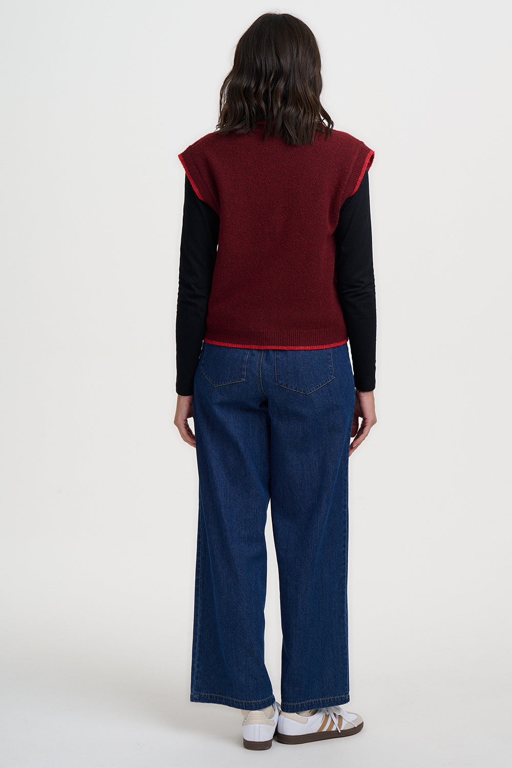 Chaleco de punto SUGARHILL Amber Burgundy Red — vista 5