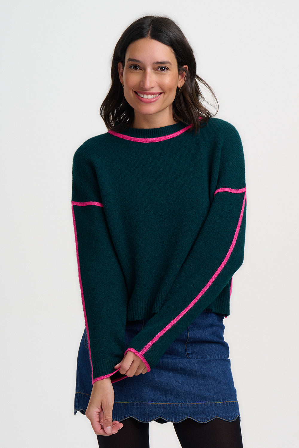 Jersey SUGARHILL Rozalia Jade Green Pink Trim — vista 2