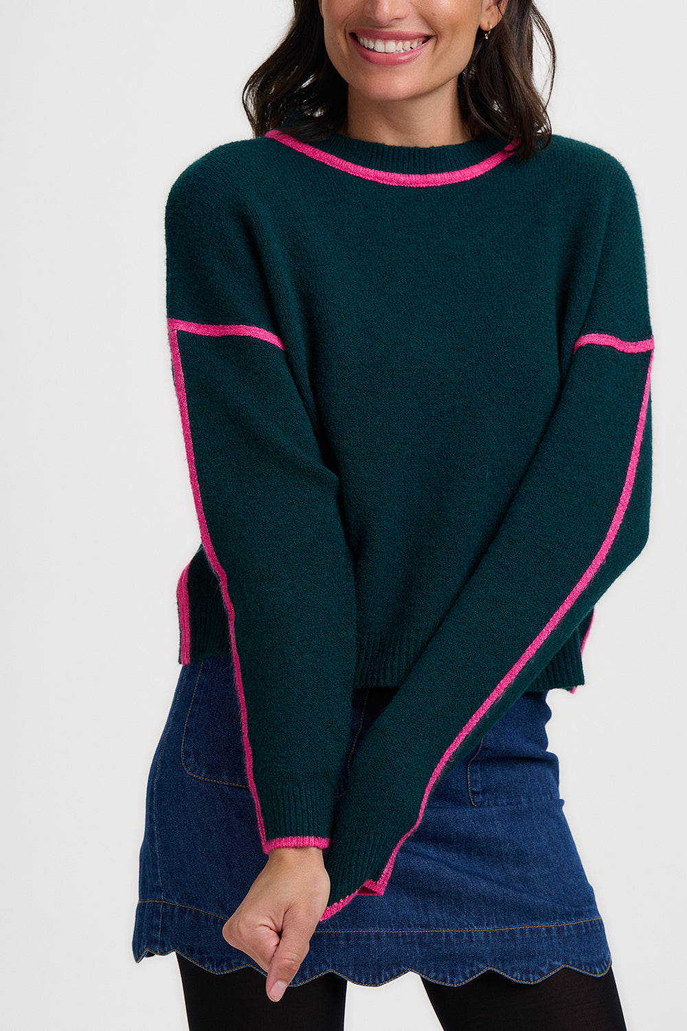 Jersey SUGARHILL Rozalia Jade Green Pink Trim — vista 3