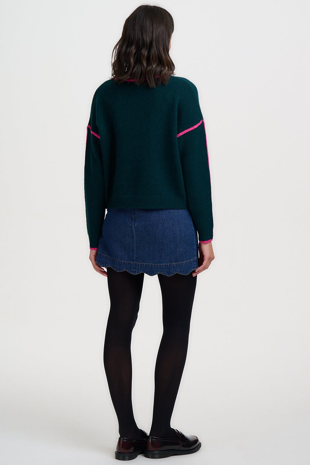 Jersey SUGARHILL Rozalia Jade Green Pink Trim — vista 7