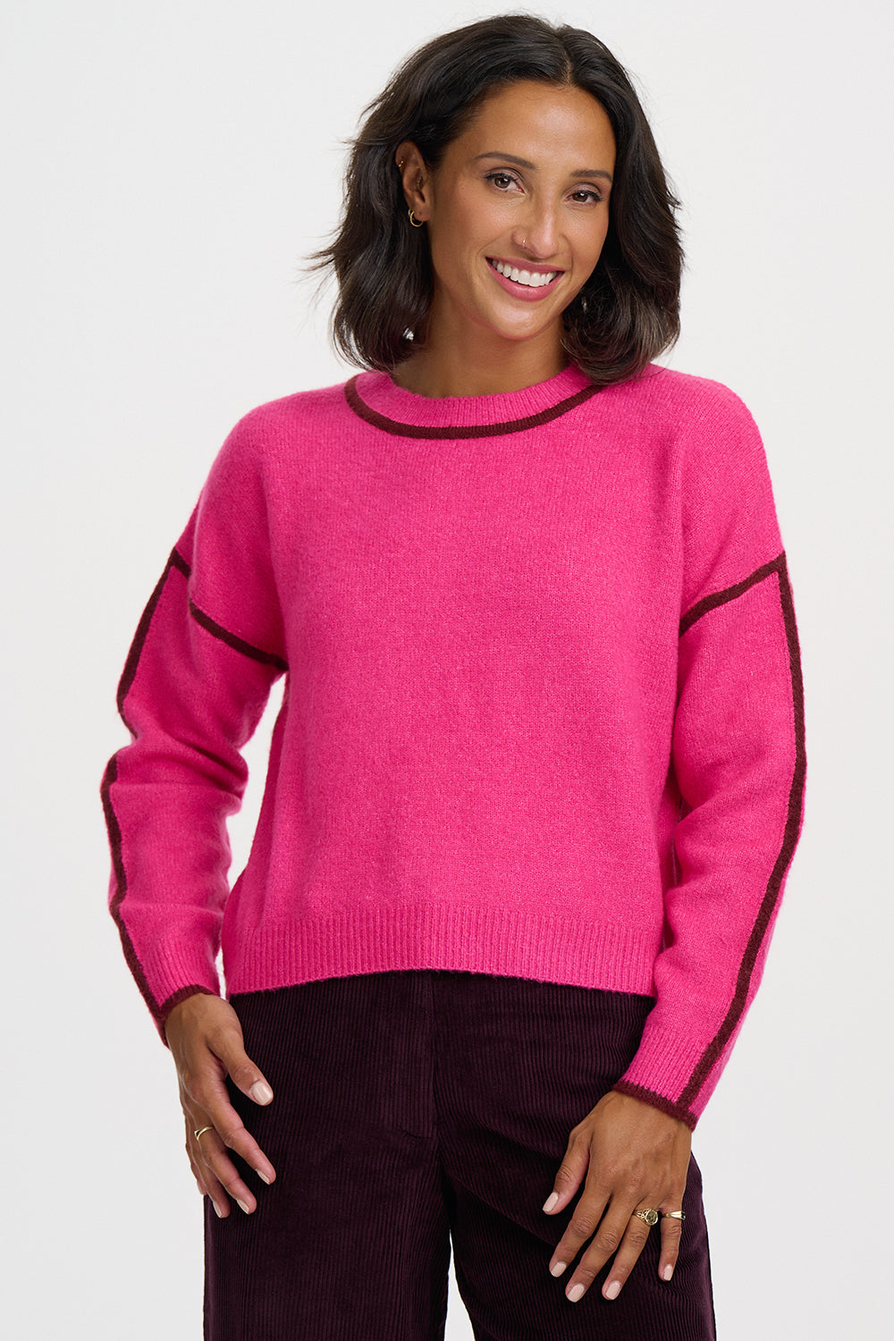 Jersey SUGARHILL Rozalia Pink Burgundy Trim — vista 2