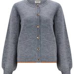 Cárdigan SUGARHILL Glinda Grey Gold Hearts — vista frontal del producto