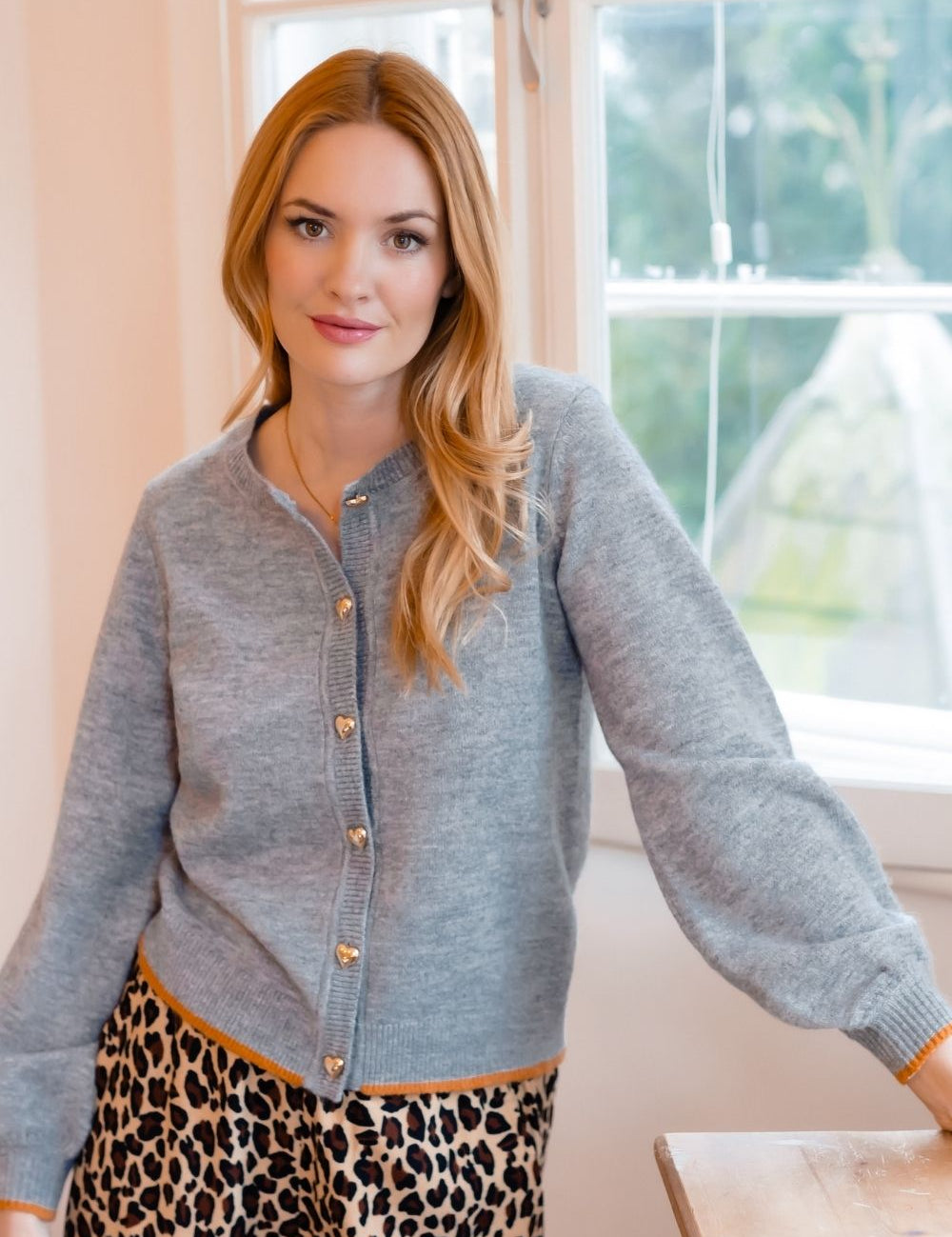Cárdigan SUGARHILL Glinda Grey Gold Hearts — vista 2