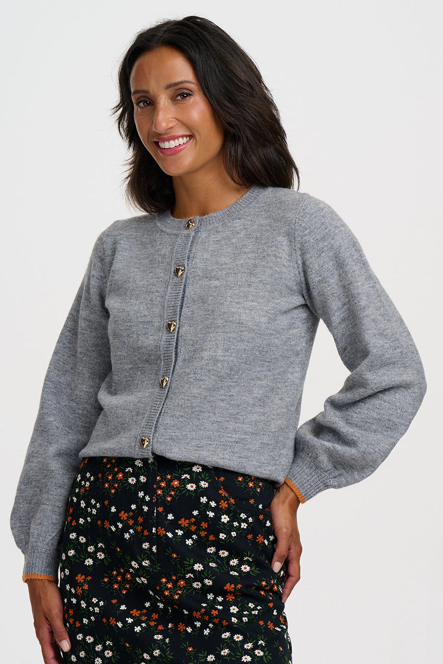 Cárdigan SUGARHILL Glinda Grey Gold Hearts — vista 3
