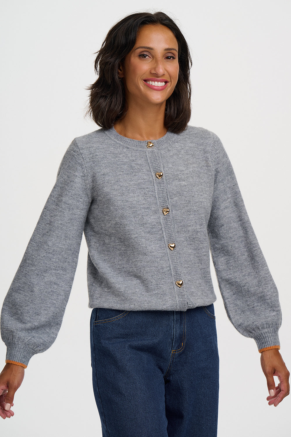 Cárdigan SUGARHILL Glinda Grey Gold Hearts — vista 6