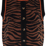 Chaleco de punto SUGARHILL Natalie Brown Black Tiger — vista frontal del producto