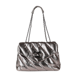 Bolso LOLA CASADEMUNT con Solapa en Tejido Acolchado Metalizado