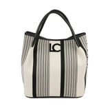 LOLA CASADEMUNT Shopper Bag Striped Raw Black 