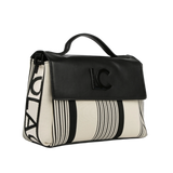 Bolso LOLA CASADEMUNT Bandolera Rayas Crudo Negro