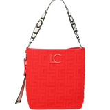 LOLA CASADEMUNT Shopper Tasche Rot Monogramm Stoff 