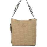LOLA CASADEMUNT Shopper Bag Brown Monogram Fabric 