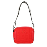 LOLA CASADEMUNT Red Monogram Fabric Crossbody Bag 