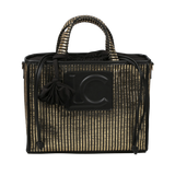 Bolso LOLA CASADEMUNT Capazo Efecto Rafia Negro Metal