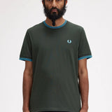 Fred Perry Twin Tipped Trim T-Shirt in Midnight Green/Ocean Blue 
