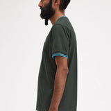 Fred Perry Twin Tipped Trim T-Shirt in Midnight Green/Ocean Blue 
