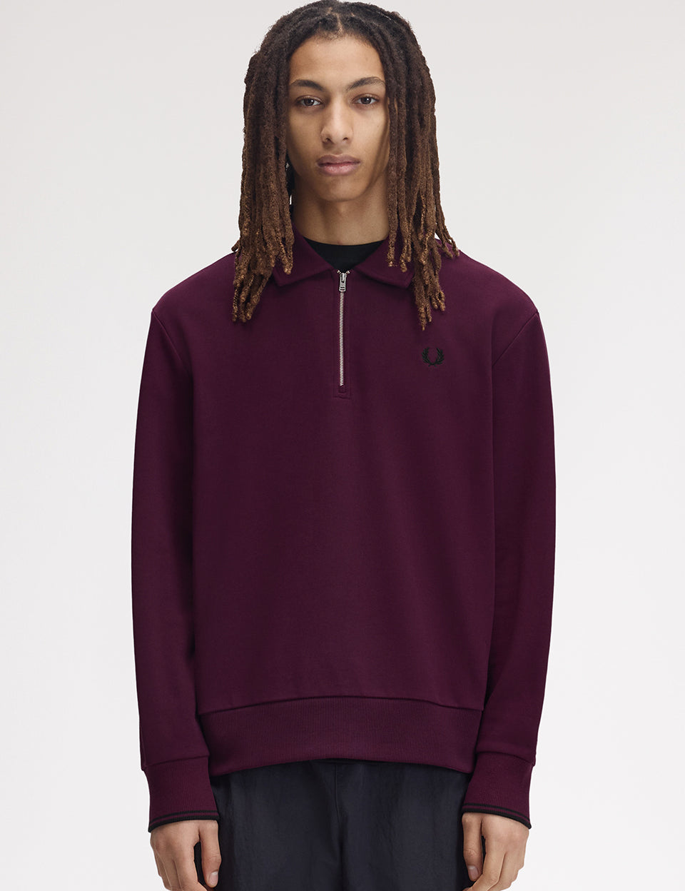 Sudadera FRED PERRY M2426 Media Cremallera Berenjena