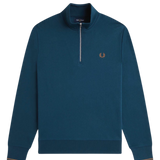 Sudadera FRED PERRY M3574 Media Cremallera Azul Petróleo