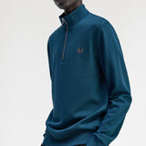 Sudadera FRED PERRY M3574 Media Cremallera Azul Petróleo