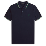Polo FRED PERRY M3600 Carbono Oscuro / Crudo Claro / Verde Etiqueta
