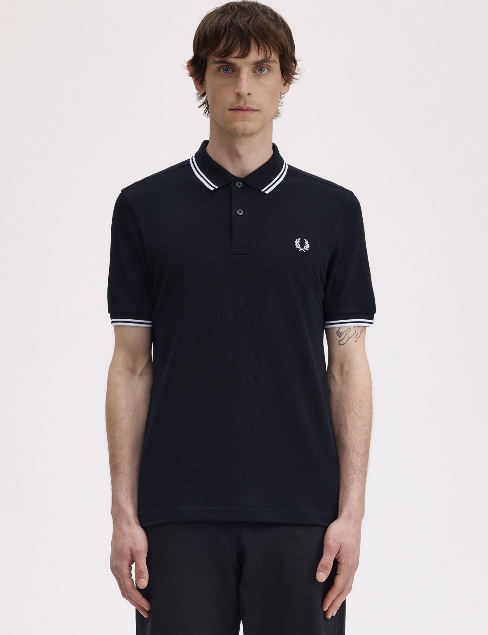 Polo FRED PERRY M3600 350 Negro / Blanco / Blanco