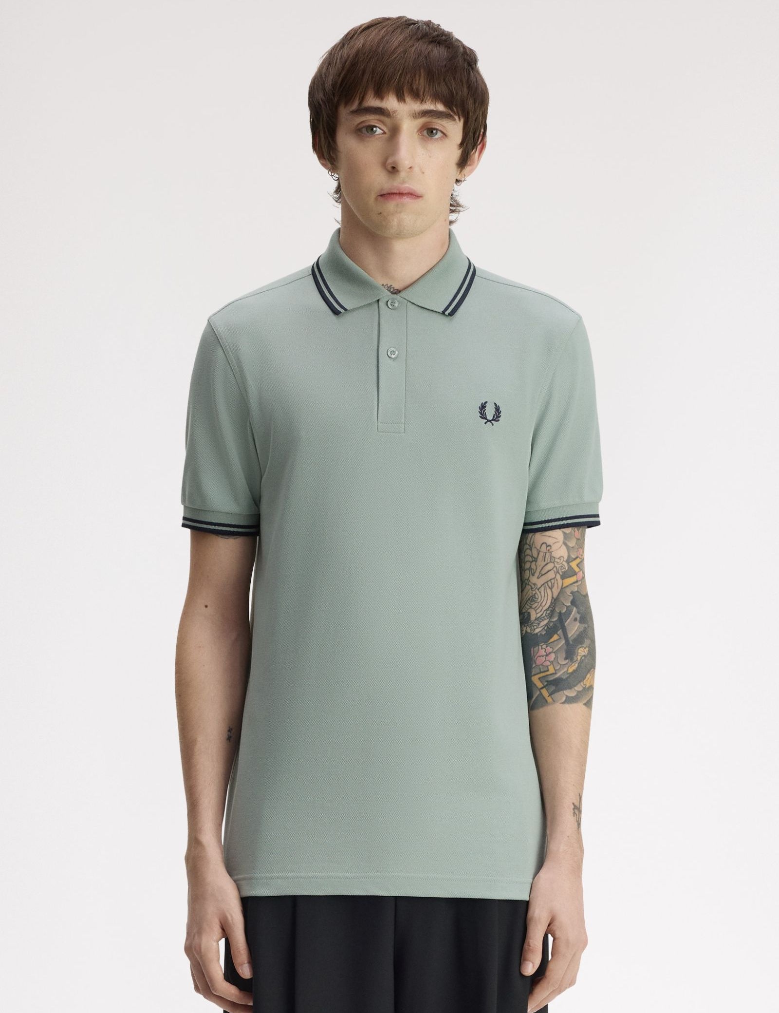 Polo FRED PERRY M3600 71C Silver Blue