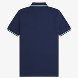 Polo FRED PERRY M3600 Azul Tenis / Blanco Nieve / Verde Menta intenso