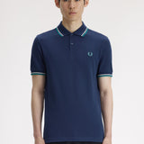 Polo FRED PERRY M3600 Azul Tenis / Blanco Nieve / Verde Menta intenso