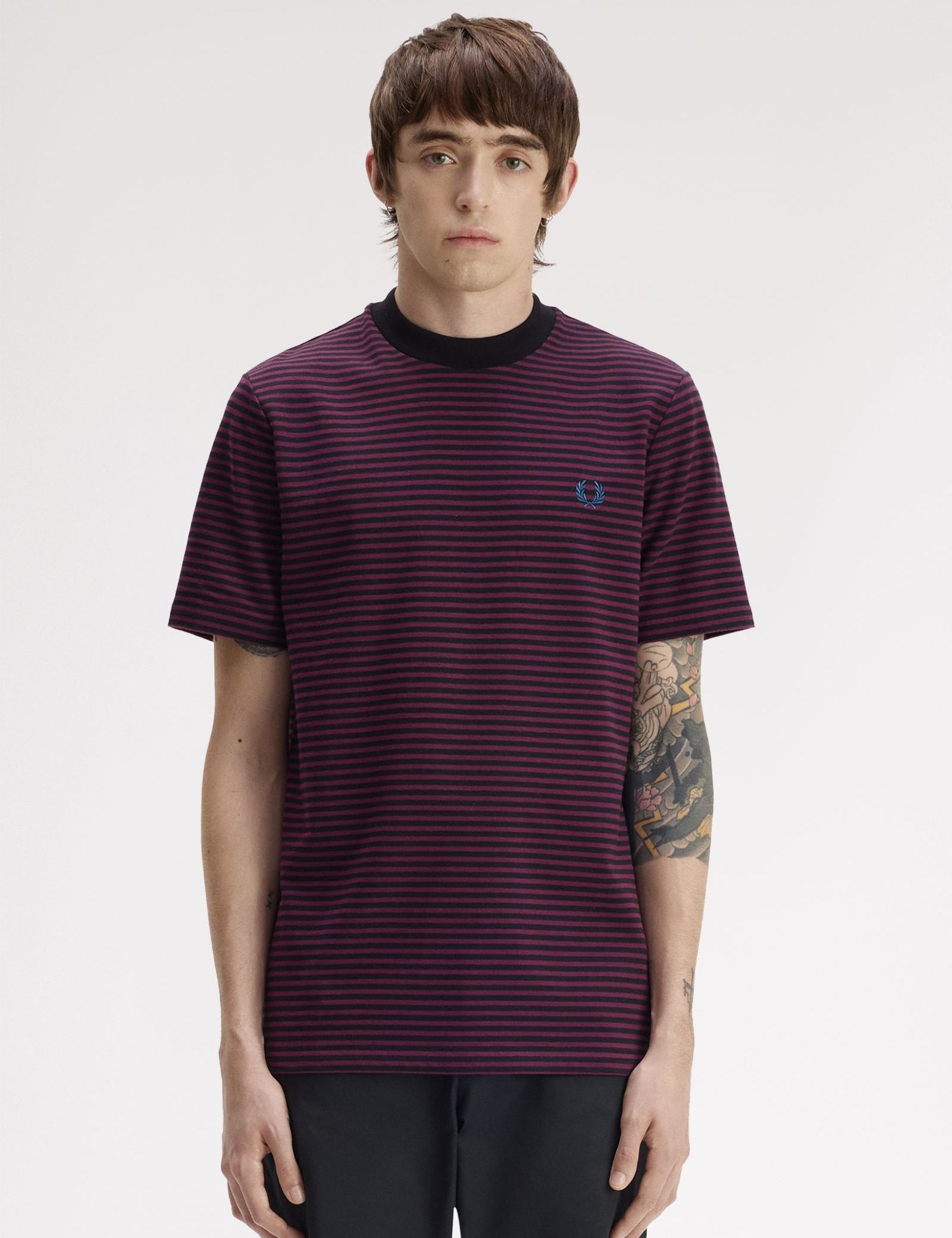Camiseta FRED PERRY M6581 Rayas Plum / Black