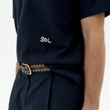 THINKING MU Solsol Marineblaues Zach-T-Shirt