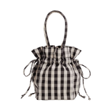 Bolso BAGGU Nylon Drawstring Black and Cream Gingham