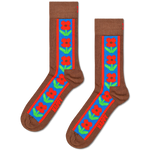Calcetines HAPPY SOCKS Vertical Flowers Sock - Marron - Flat_Image